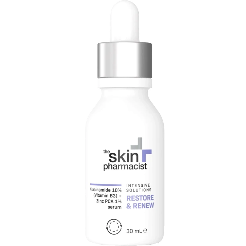 The Skin Pharmacist The Skin Pharmacist Restore & Renew Niacinamide 10% (Vitamin B3) + Zinc PCA 1% Serum Ορός Προσώπου Αντιμετώπισης Ατελειών & Μείωσης Λιπαρότητας 30ml