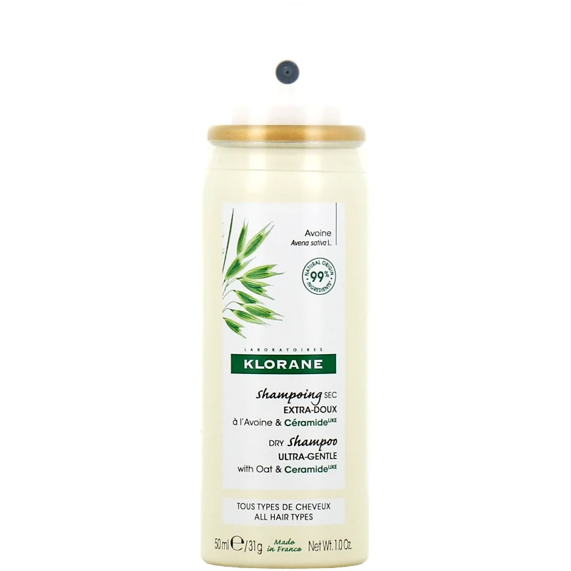 Klorane Klorane Oat Dry Shampoo Travel Size 50ml,Ξηρό Σαμπουάν με Βρώμη για Όλους τους Τύπους Μαλλιών
