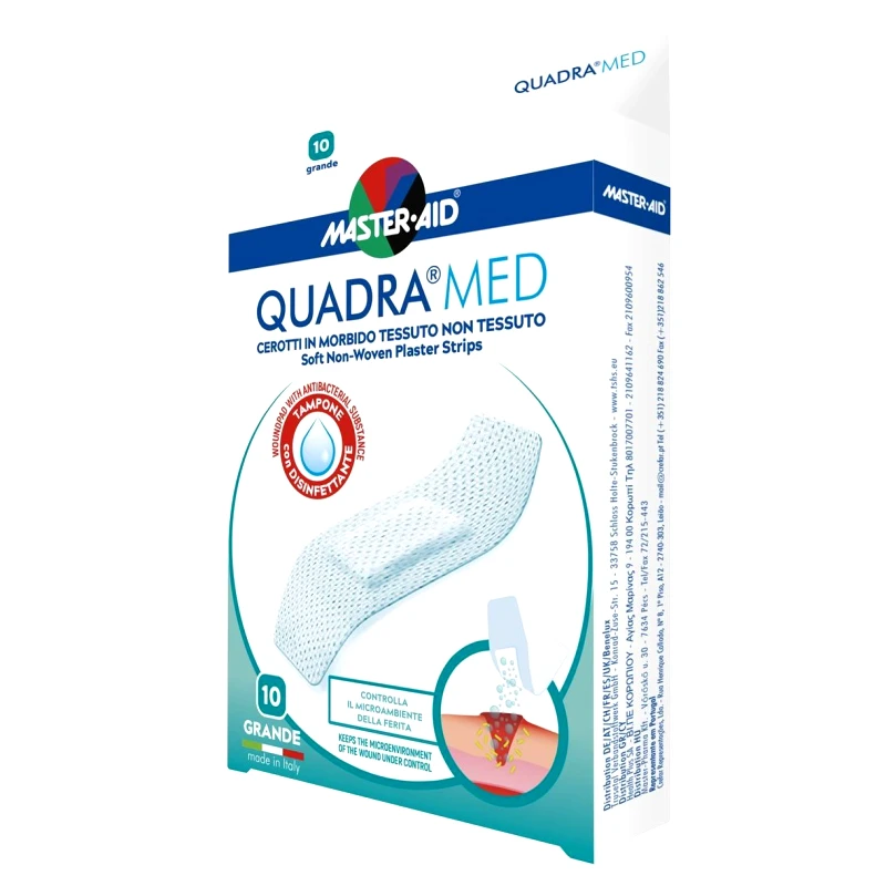 Master Aid Master Aid Quadra Med Grande Soft Non-Woven Plaster Strips 78x26mm Αυτοκόλλητο Επίθεμα Ιδανικό για Μικροτραύματα 10 Τεμάχια