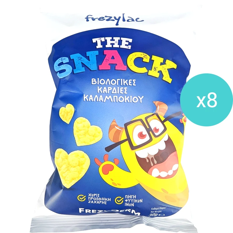 Frezyderm Σετ Frezyderm Frezylac The Snack Organic Corn Hearts Γευστικό Σνακ από Βιολογικές Καρδιές Καλαμποκιού 240g (8x30g)