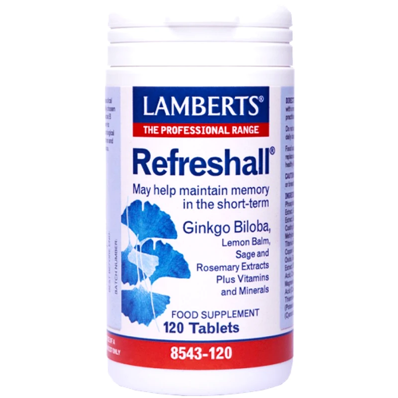 Lamberts Lamberts Refreshall Συμπλήρωμα Διατροφής με Εκχύλισμα Gingko Biloba για την Ενίσχυση της Μνήμης Κατά της Πνευματικής Κόπωσης 120tabs