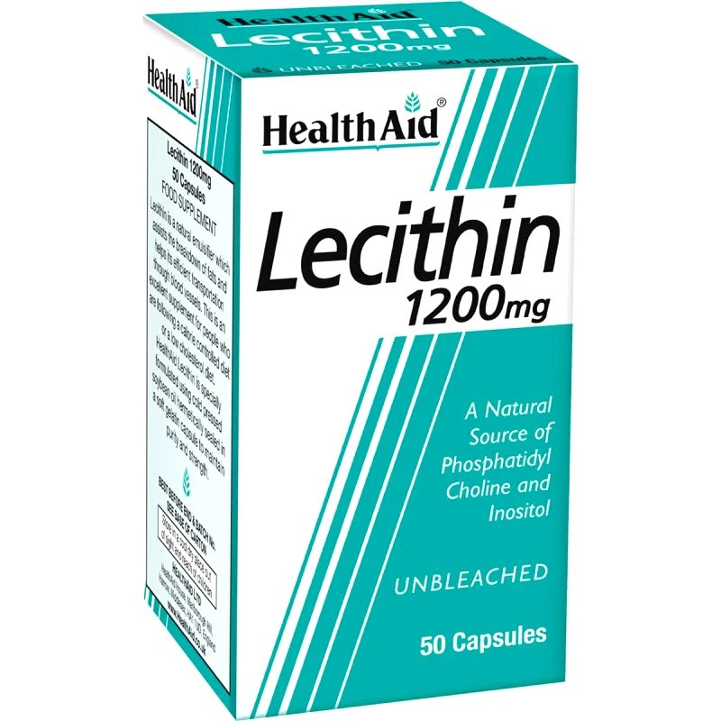 Health Aid Health Aid Lecithin 1200mg Συμπλήρωμα Διατροφής Λεκιθίνης Σόγιας για τον Μεταβολισμό του Λίπους & Έλεγχο του Βάρους 50caps
