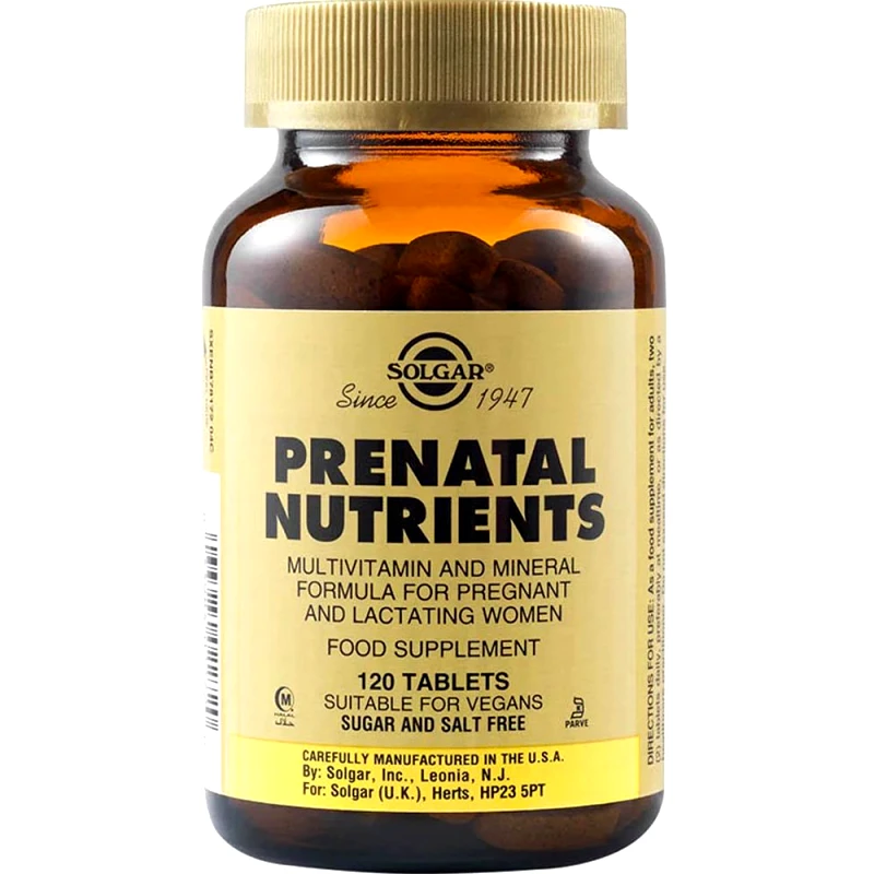 Solgar Solgar Prenatal Nutrients Συμπλήρωμα Διατροφής Πολυβιταμινών, Μετάλλων & Ιχνοστοιχείων για την Υποστήριξη της Εγκυμοσύνης & του Θηλασμού 120tabs