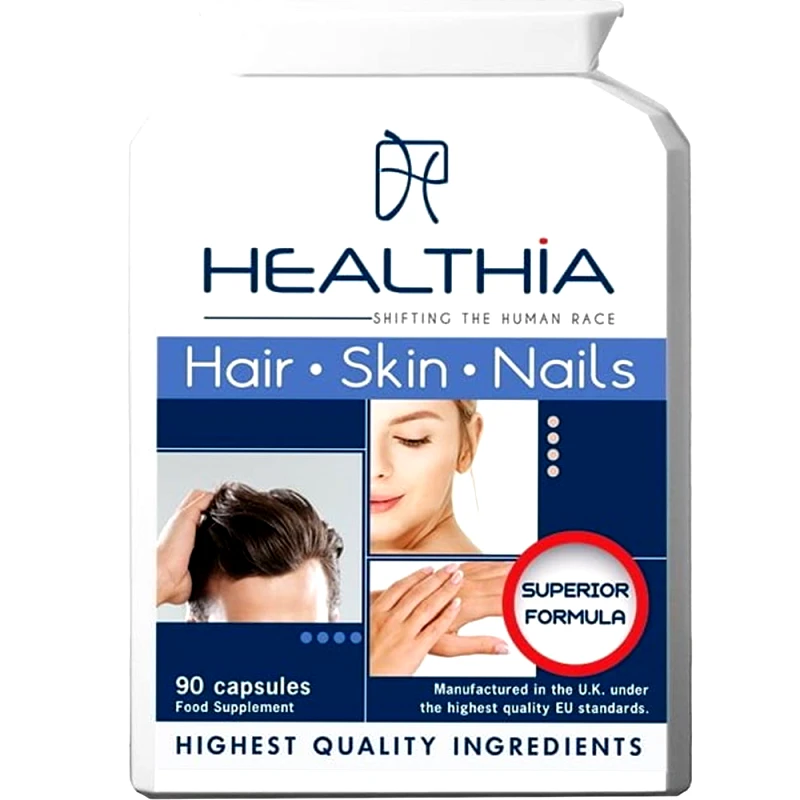 Healthia Healthia Hair, Skin & Nails Formula Συμπλήρωμα Διατροφής Αμινοξέων, Βιταμινών, Μετάλλων & Εκχυλίσματος Βοτάνων για την Καλή Υγεία των Μαλλιών, Δέρματος & Νυχιών 90caps