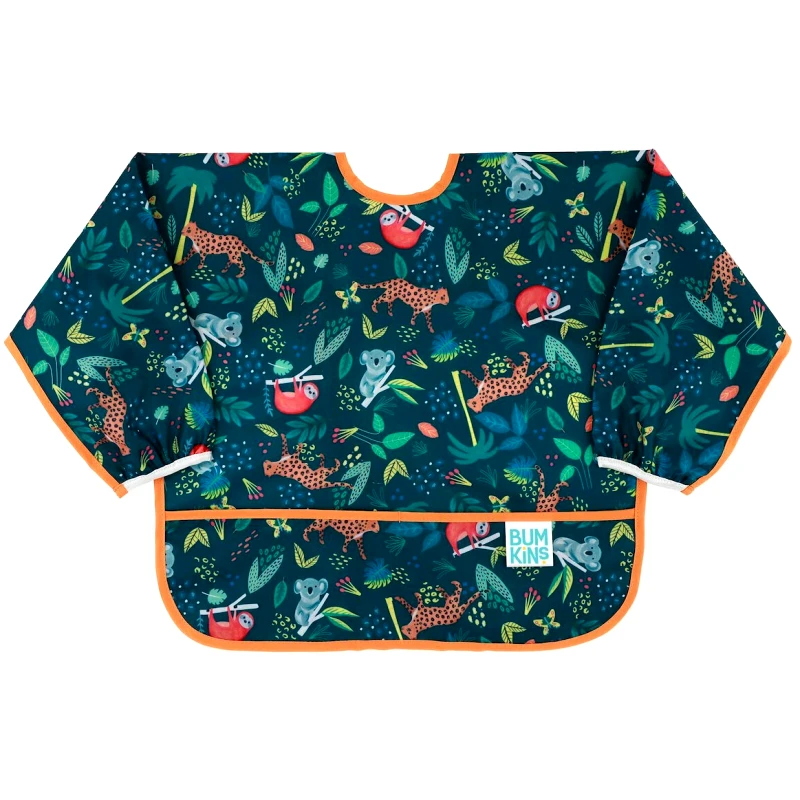 Bumkins Bumkins Waterproof Sleeved Bib Αδιάβροχη Σαλιάρα με Μακριά Μανίκια & Τσέπη 6-24m 1 Τεμάχιο - Jungle