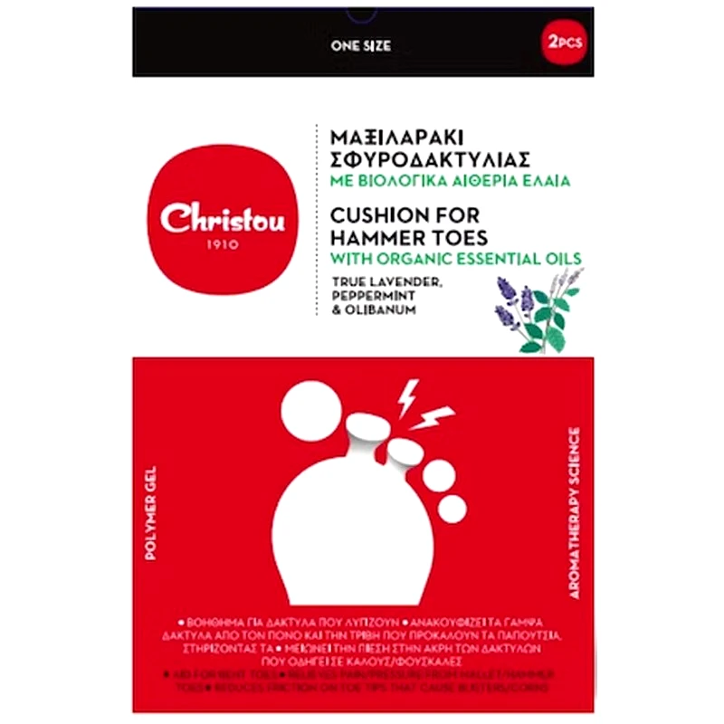 Christou 1910 Christou Polymer Gel Cushion For Hammer Toes CH-025 One Size Μαξιλαράκι Σφυροδακτυλίας με Βιολογικά Αιθέρια Έλαια 1 Ζευγάρι