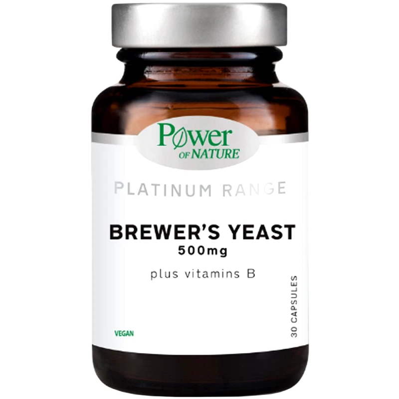 Power Health Power Health Platinum Range Brewer's Yeast 500mg Συμπλήρωμα Διατροφής με Μαγιά Μπύρας σε Συνδυασμό με Βιταμίνες του Συμπλέγματος Β για τη Φυσιολογική Λειτουργία του Νευρικού Συστήματος & την Παραγωγή Ενέργειας 30tabs