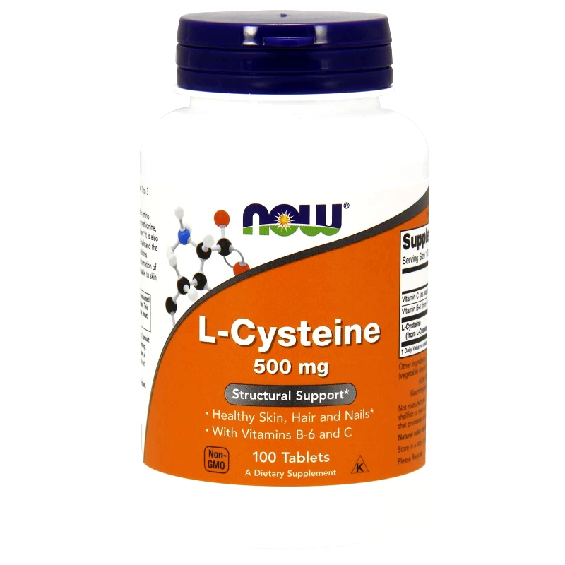 Now Foods Now Foods L-Cysteine 500mg (With Vitamin Β-6 & C) Συμπλήρωμα Διατροφής L Κυστεΐνης για Υγιή Νύχια, Μαλλιά & Δέρμα 100Tablets