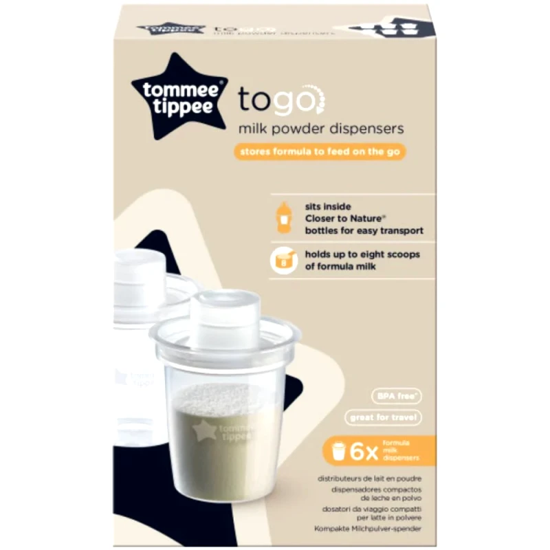 Tommee Tippee Tommee Tippee Stores Formula To Feed On The Go Milk Powder Dispensers Πρακτικά Δοχεία Αποθήκευσης Σκόνης Φόρμουλα Γάλακτος 6 Τεμάχια
