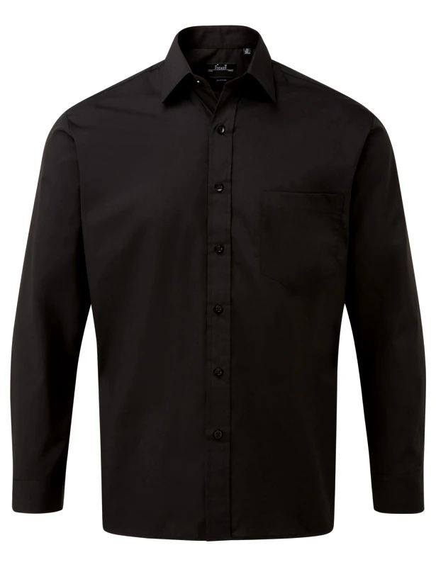 Ανδρικό μακρυμάνικο πουκάμισο από ποπλίνα PREMIER PR200 Black