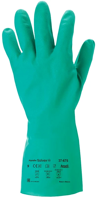 Γάντια Νιτριλίου AlphaTec Solvex 33cm 37-675 360076 Ansell Πράσινο