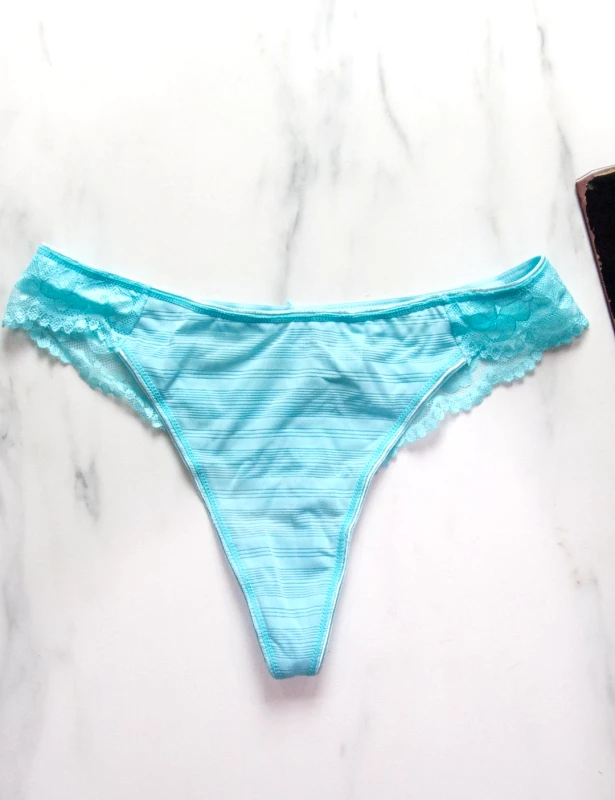 Huxley and Grace Γυναικείο γαλάζιο δαντελωτό See Through string 293150J