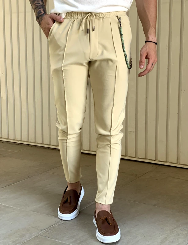 Huxley and Grace Ανδρικό μπεζ ανοιχτό υφασμάτινο παντελόνι PNT633