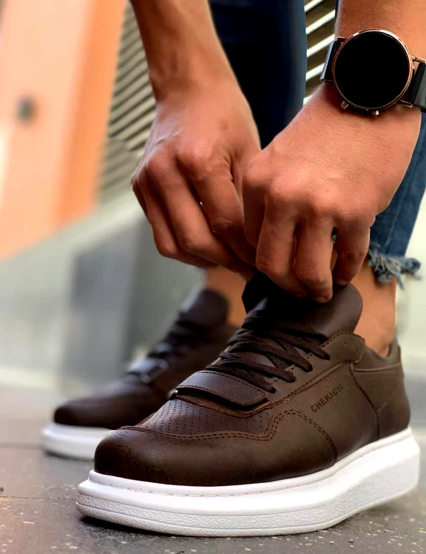 CHEKICH Ανδρικά καφέ Casual Sneakers δερματίνη με Scratch CH073K