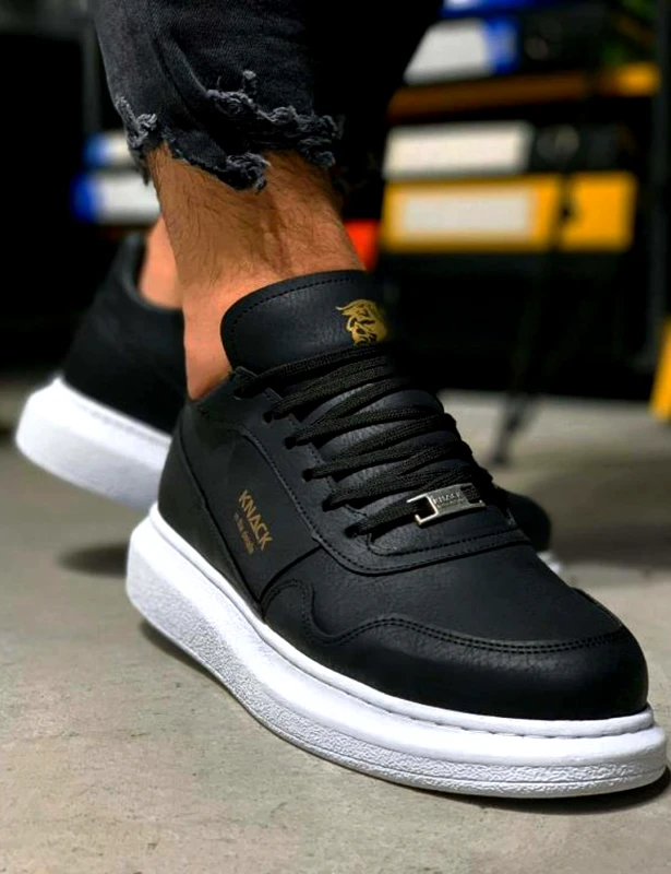 Knack Ανδρικά ασπρόμαυρα Sneakers με κορδόνια 0382020