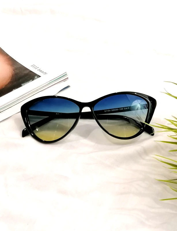 Huxley and Grace Γυναικεία μπλε ντεγκραντέ γυαλιά ηλίου με μαύρο κοκκάλινο σκελετό Luxury S1154B