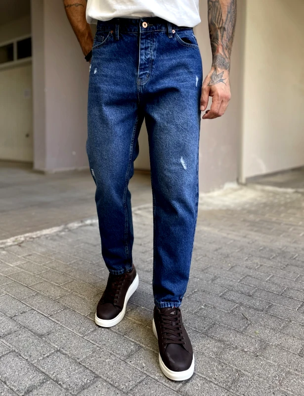 WE11 Ανδρικό μπλε ξεβαμμένο loose τζιν πεντάτσεπο με φθορές WE2987