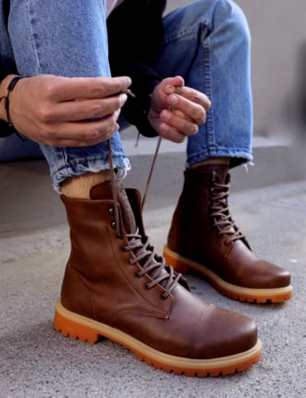 Knack Ανδρικά ταμπά μποτάκια δερματίνη τρακτερωτή σόλα B022T