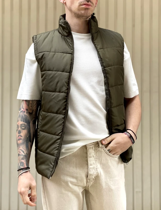 Huxley and Grace Ανδρικό λαδί καπιτονέ αμάνικο μπουφάν 33931L