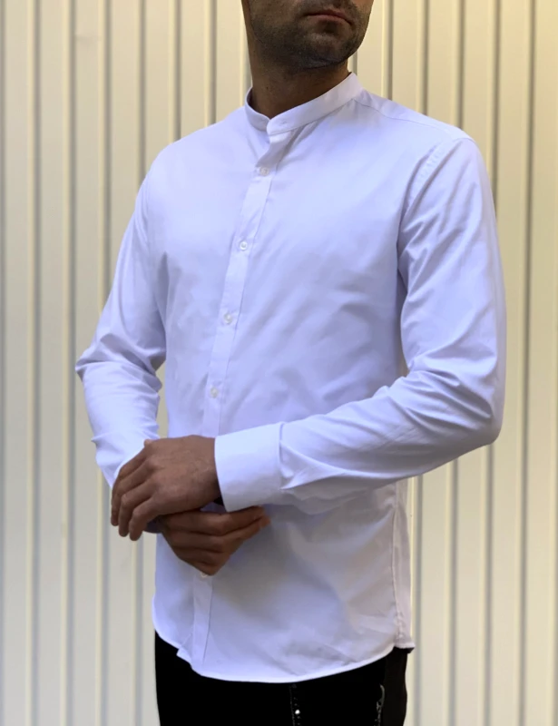 Ben Tailor Ben Tailor ανδρικό λευκό πουκάμισο με μάο γιακά 0692W