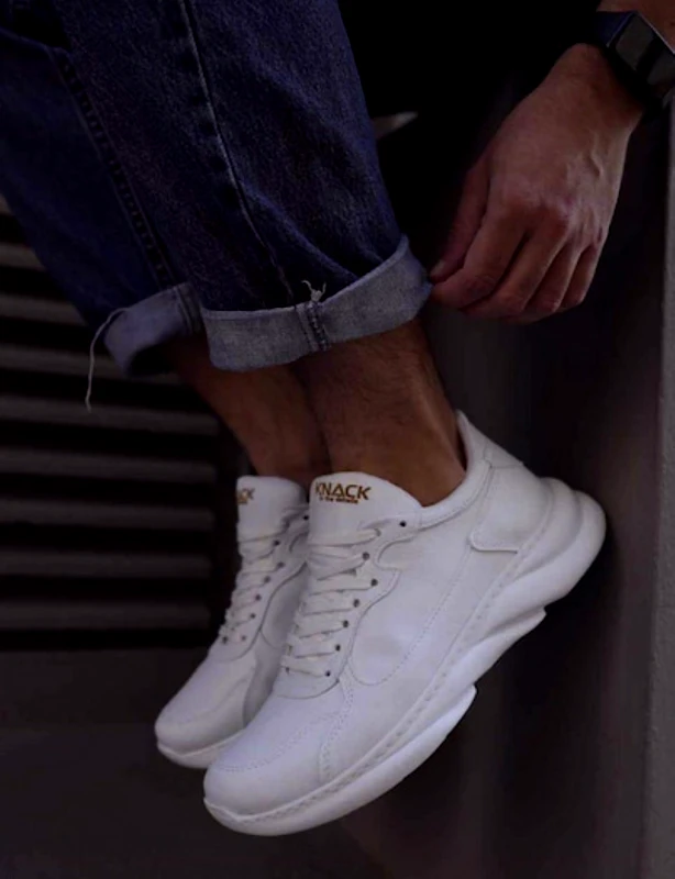 Knack Ανδρικά λευκά Sneakers δερματίνη ανάγλυφη σόλα 0652020W