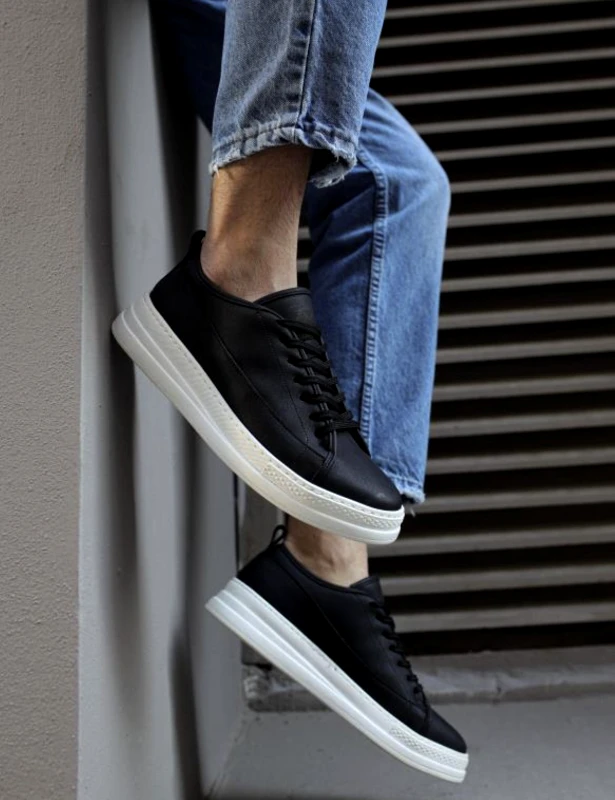 Knack Ανδρικά ασπρόμαυρα Sneakers δερματίνη 0102020B