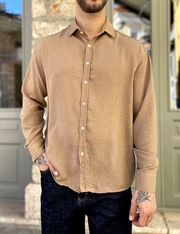 RMZ Ανδρικό πούρο γκοφρέ Overshirt με γιακά RMZ579B