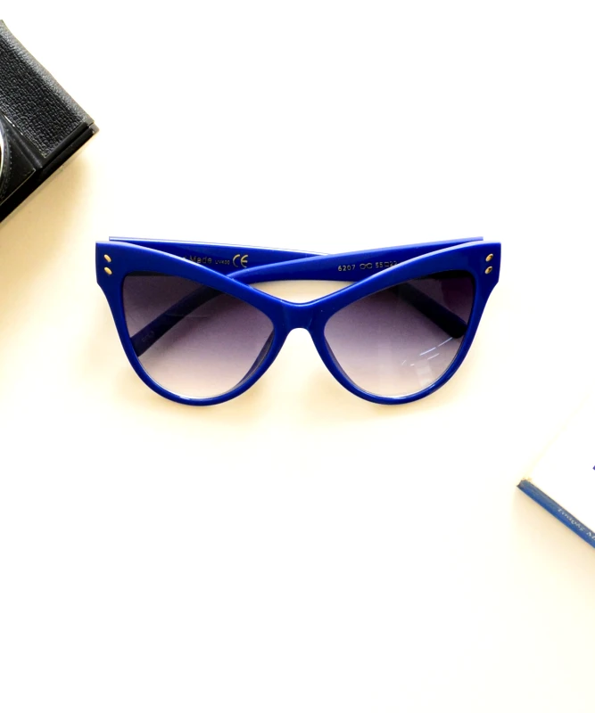 Huxley and Grace Γυναικεία γυαλιά ηλίου πεταλούδα μπλε Handmade S6207Q