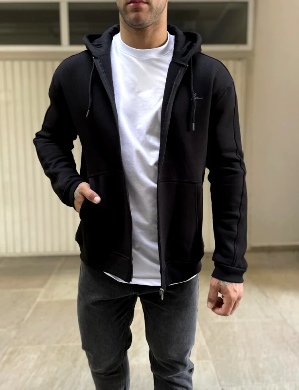 Calpoly Ανδρική μαύρη ζακέτα φούτερ 4277