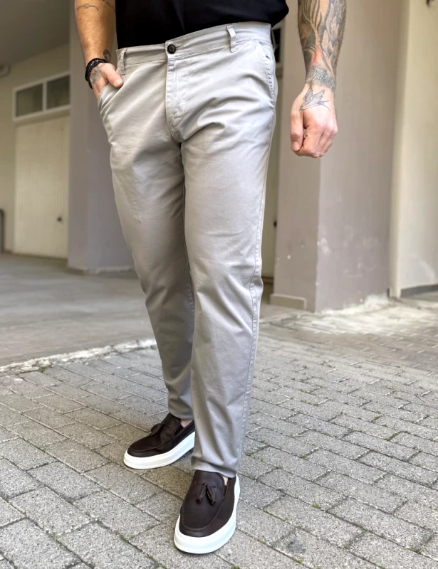 Blackout Ανδρικό γκρι παντελόνι καπαρντίνα Chinos BO2909G