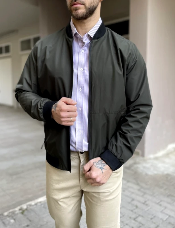 Wous Ανδρικό χακί ελαφρύ Bomber Jacket WS2803S