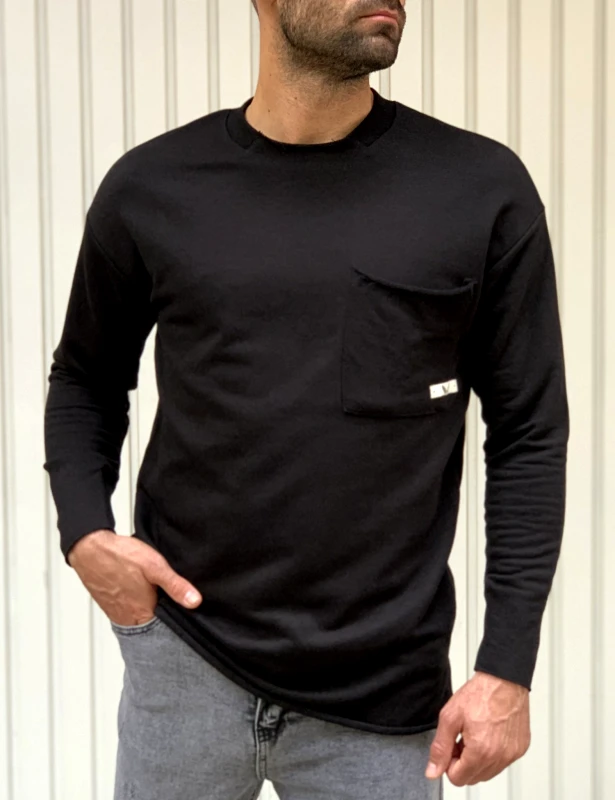 Huxley and Grace Ανδρικό μαύρο φούτερ Oversized SWT846B
