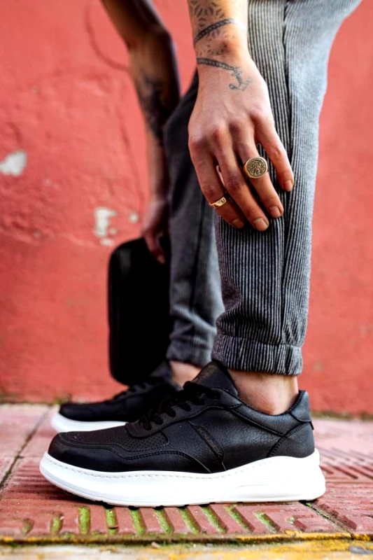Knack Ανδρικά ασπρόμαυρα Casual Sneakers δίσολα 7072020B
