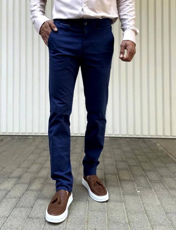Trial jeans Trial ανδρικό μπλε ρουά υφασμάτινο Chinos παντελόνι 24 LoganR