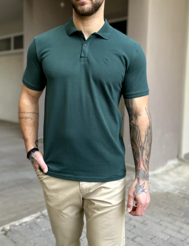 Dynamo Ανδρική κυπαρισσί βαμβακερή κοντομάνικη μπλούζα Polo 4331L