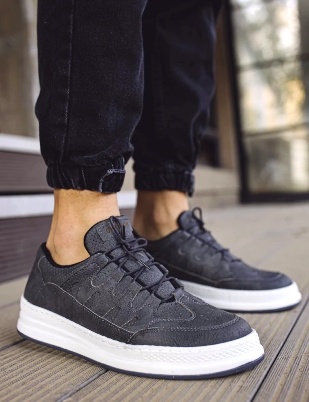CHEKICH Ανδρικά ανθρακί Sneakers με κορδόνια CH040