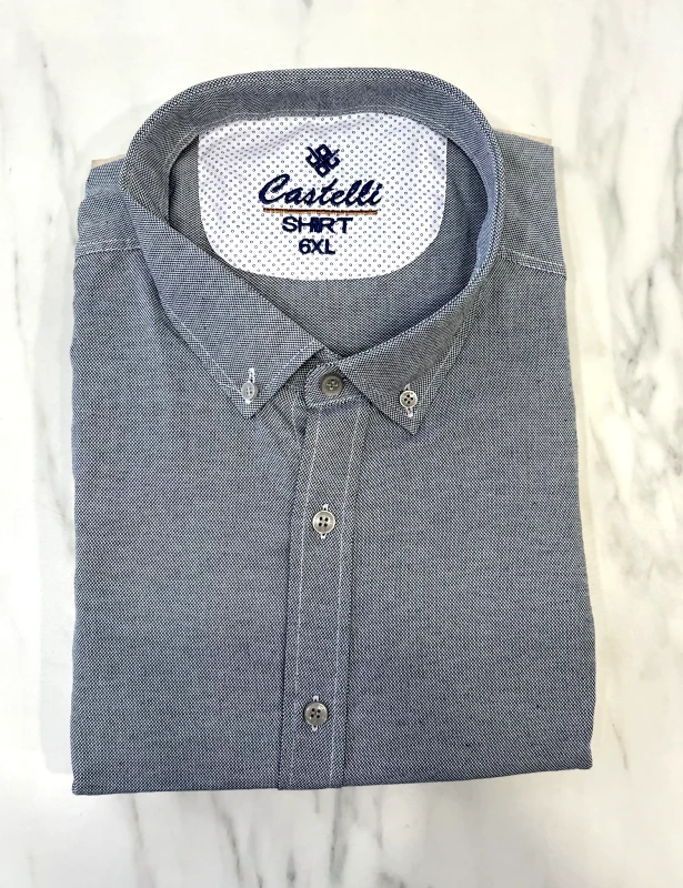 CASTELLI Ανδρικό γκρι κλασικό πουκάμισο Oxford CA2524G