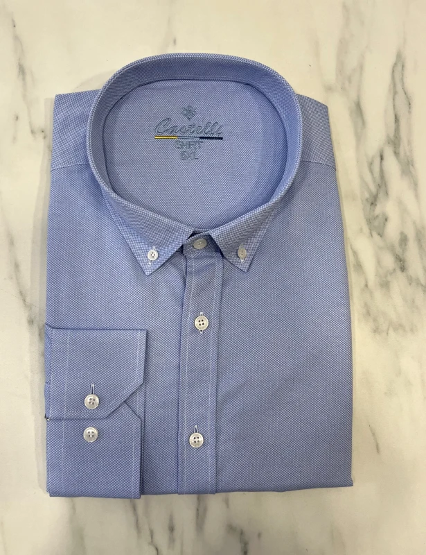 CASTELLI Ανδρικό σιέλ κλασικό πουκάμισο Oxford Plus Size CA2524S