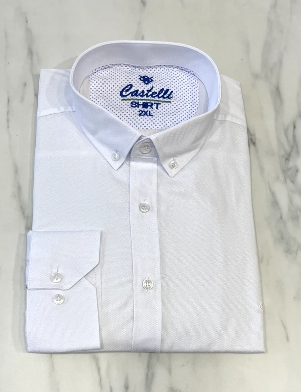 CASTELLI Ανδρικό λευκό κλασικό πουκάμισο Oxford Plus Size CA2524W