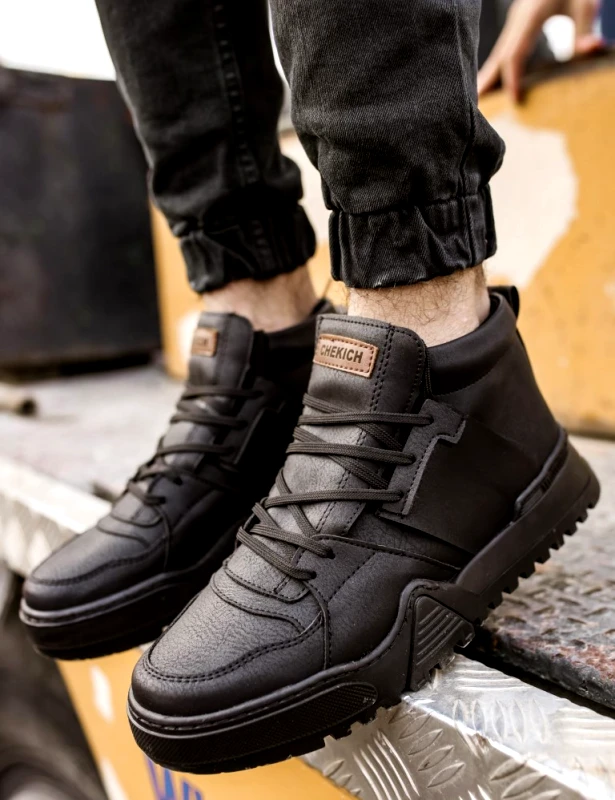 CHEKICH Ανδρικά μαύρα Casual μποτάκια τρακτερωτή σόλα CH057Β