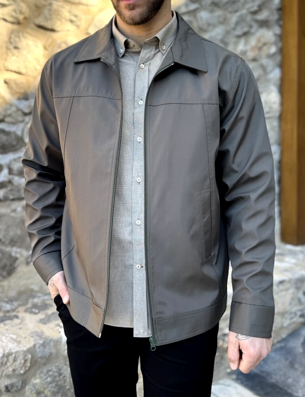 Dynamo Ανδρικό λαδί ελαφρύ Jacket με γιακά D1920L