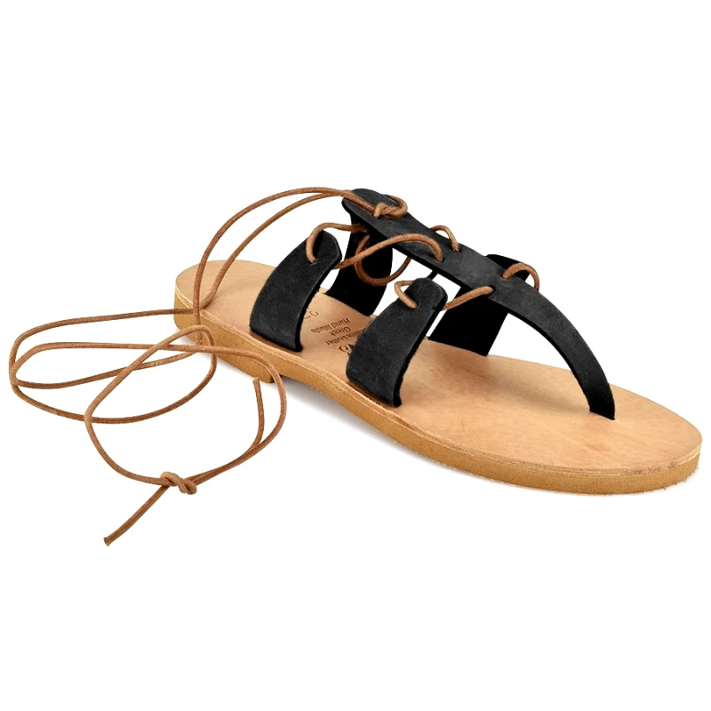 Iris Μαύρο δερμάτινο σανδάλι Iris Sandals IR8/10