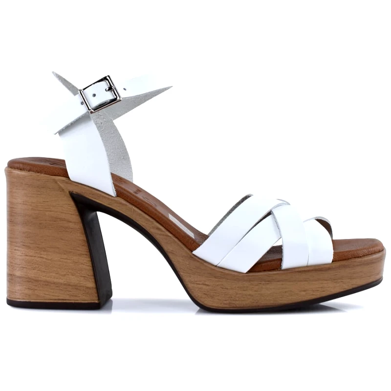 Oh my sandals Δερμάτινο λευκό πέδιλο Oh my Sandals 5398