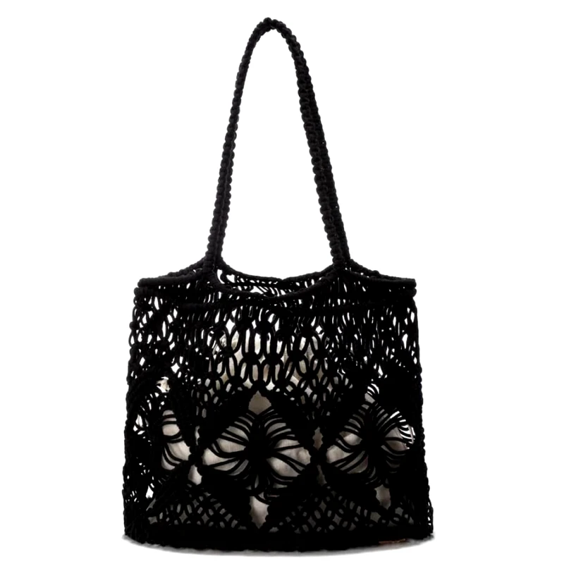 XTi Xti μαύρη πλεκτή τσάντα ώμου 184411