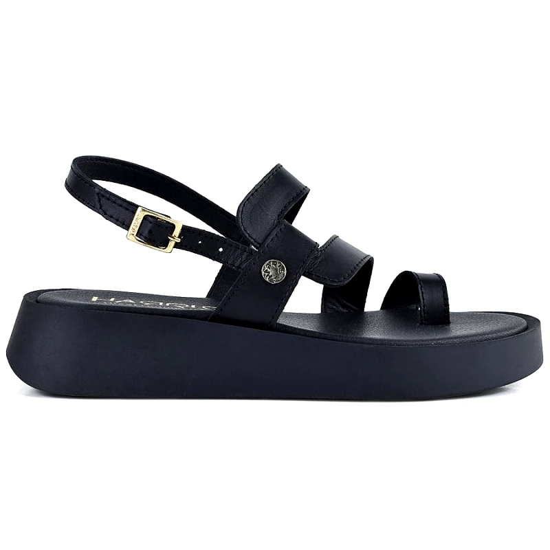 Harris Δερμάτινο μαύρο σανδάλι HARRIS 366-1207