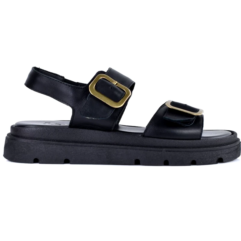 Lady Δερμάτινο μαύρο σανδάλι LADY LD556