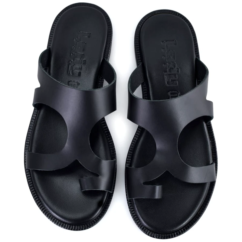 Lady Δερμάτινο μαύρο σανδάλι LADY 101