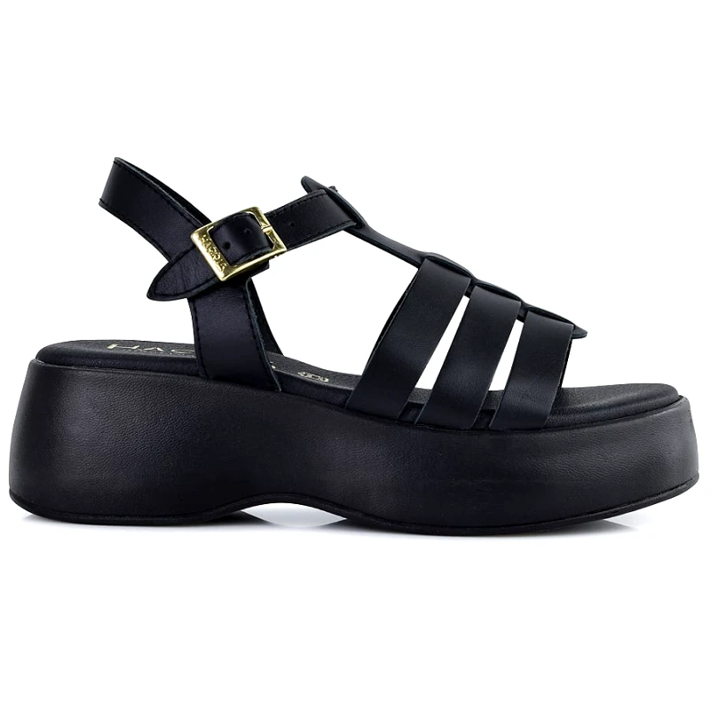 Harris Μαύρη δερμάτινη πλατφόρμα 331-4333