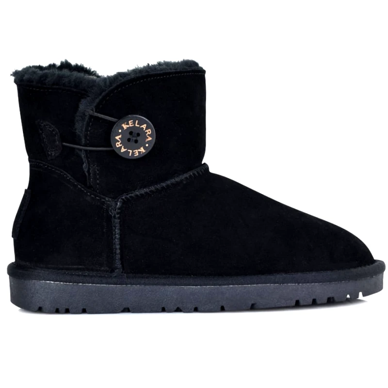Kelara Μαύρο χαμηλό δερμάτινο Australian Boot Kelara 41204