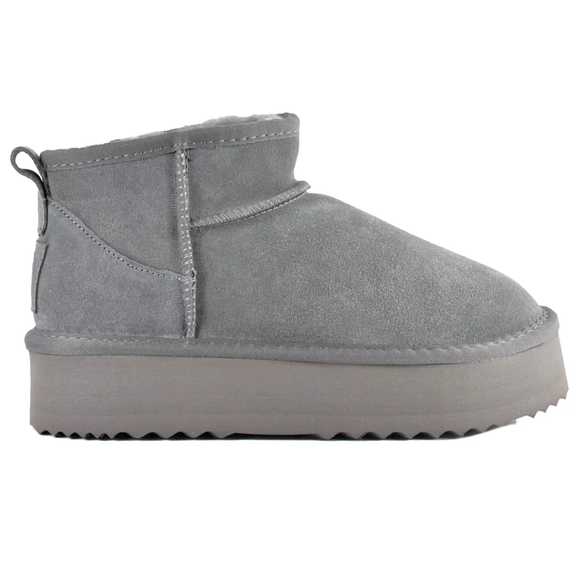 Kelara Γκρι δίπατο δερμάτινο Australian Boot Kelara 41209